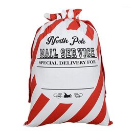 20pcs lot christmas Striped Envelop 2 styles red drawstring canvas santa vintage gift bags bag1288M