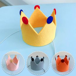 Dog Apparel 1PC DIY Baby Girl Boy Birthday Party Non-woven Hats Kids Princess Crown Cap Decorations Favors Headband