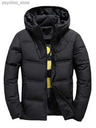 Winter Warm Men Jackets Coat Casual Warm Stand Collar Puffer Thick Hat White Duck Parka Male Black Winter Down Jacket With Hood Q230823