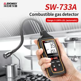 Carbon Analyzers SNDWAY Combustible Gas Detector SW-733A Propane CO Hexane Methane Leak Indicator Port Natural Gas Analyzer 0-100%LEL With Alarm 230823