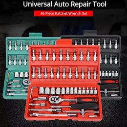 Decorative Objects Figurines Piece Gear Ratchet Wrench Set Universal Auto Repair Tyre Disassembly Tool Sleeve Screwdriver Hand Kit 230824