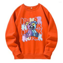 Men's Hoodies Humor Graffiti Teddy Bear Be Yourself Printing Men Fleece Breathable Hoody O-Neck Casual Tracksuit Basic Daily Hooded