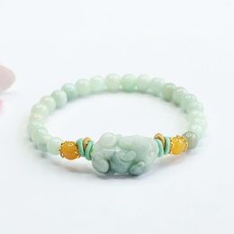 Strand 6mm Grade A Burma Jade Pixiu Bracelet Feng Shui Pulsera Men Women Natural Myanmar Jadeite Pi Xiu Lucky Amulet Bracelets Bangles