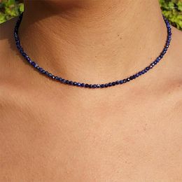 Chains Natural Lapis Lazuli Simple Choker Necklaces Fashionable Women Beaded Collar Necklace Designer Jewelry Bijoux