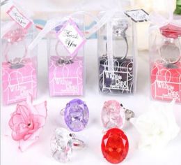 100pcs With this Ring Diamond Keychain White Key Chain Wedding Favors and giftsZZ