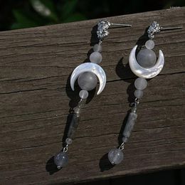 Dangle Earrings Vintage Natural Stone For Women Retro Moon Beads Gemstone Drop Stud Earring Party Trendy Jewelry Accessories