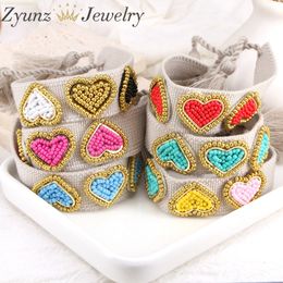 Bangle 5PCS Bohemia Creative Heart Miyuki Bracelet For Women Handmade Woven Tassel Adjustable Bracelet Fashion Jewelry 230824