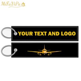 Keychains Lanyards 100 PCS Fashion Trinket Customised Keychains llavero Safety Label Embroidery Customise Key Ring Chain for Aviation Gifts Trinket 230823