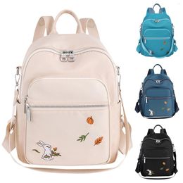 School Bags Backpacks For Women Embroidered Fabric Shoulder Bag Large Capacity Dual Zipper Use Casual Backpack Students