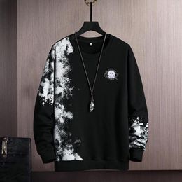 Men's Hoodies Handsome Men Sweatshirt Thermal Tie-dye Autumn Tops Plus Size Crew Neck