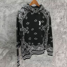 Men's Hoodies Sweatshirts Black Knitted Vintage Paisley Print Big A Men Pullover High Quality Embroidered Longsleeved Letter Sweatshirt 230823