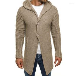 Men's Sweaters 2023 Autumn Winter Knitted Hooded Cardigan Long Sweater Slim Fit Men Hip Hop Punk Knitwear Pull Homme Cardigans Male