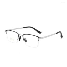 Sunglasses Frames 55mm Alloy Half Rim Glasses Frame Men Prescription Eyeglasses Business Fashion Optical Eyewear 6117