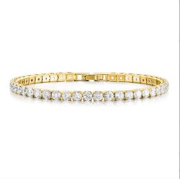 Fashioh hip hop 4mm cz tennis bracelet White Cubic zircon beads men bangle chains strand bracelets for women pulseiras bijoux silver crystal bracelets NIWB