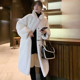 2023 New Women Faux Fur Jacket Fashion Loose Outwear Warm White Faux Fur Coat Winter X-Long Parkas