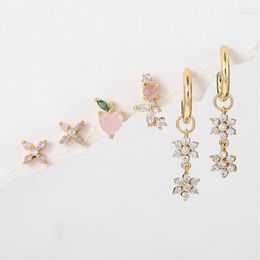 Hoop Earrings SO Cute Fruit Zirconia Flower Tassels For Women Light Luxury Fashion Jewellery Minimalist Accessories Party