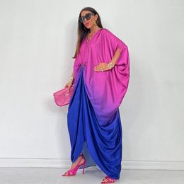 Ethnic Clothing 2023 Turkey Dresses For Women African Designer Plus Size Africa Loose V Neck Irregular Maxi Dress Robe Africains Femme