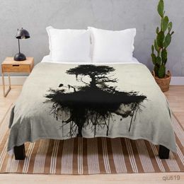 Blankets Black Tree of Life Flannel Throw Blankets King Full Size for Travel Bed Sofa Couch Blanket Super Soft Lightweight Warm R230824