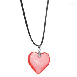 Pendant Necklaces Unique Crystal Heart Necklace Fashion Sweet Cool Clavicle Chain Wax Rope Glass Choker Jewellery Gift Female 57BD