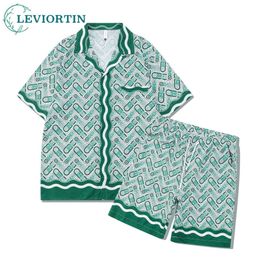 Men's Tracksuits Men 2Piece Outfit Digital Printing Abstract Shirt Set Beach Casual Shorts Short Sleeve Summer Hawaiian Shirts 230823