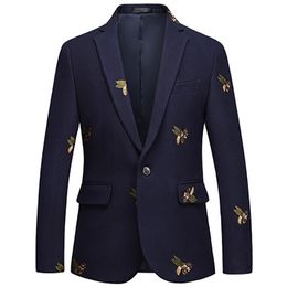 Bees Blazer Men Fashion Wedding Prom Blazers Single button For Male Stylish Suit Jacket239g