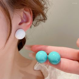 Stud Earrings Simple Cute Candy Color Acrylic Round Geometric For Women Korean Fashion Sweet Metal Jewelry Accessories Gifts