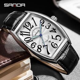 Wristwatches SANDA Top Brand Men's Watches Fashion Automatic Mechanical Wrist Watch For Men Waterproof Leather Strap Luminous Pointer