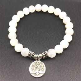 SN1334 High Quality Women's Bracelet Natural Moonstone Tree of Life Charm Bracelet Meditative Yogi Balance Bracelet204i