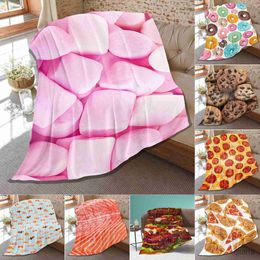 Blankets 3D Print Food Cookie Pattern Flannel Throw Blanket King Size for Bed Living Room Couch Sofa All Season Warm Blanket R230824