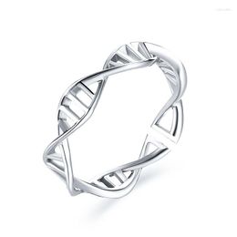 Cluster Rings Fashion DNA Chemistry Molecule Open For Women Men Simple Style Rose Silver Color Finger Jewelry Party Gifts