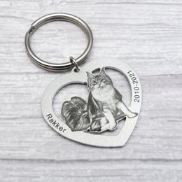 Keychains Lanyards Personalized Heart Po Keychain Custom Picture Keychain Cat Keyring Birthday Gift Keepsake Memory Dog Keychain Couple Keychain 230823