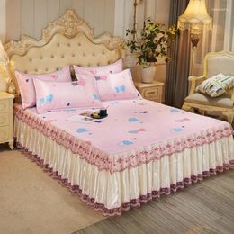 Bed Skirt Modern Home Textile Bedding Lace 3pcs/set(1Bed 2pcs Pillowcase) Sheet King/Quee Comfortable F0631