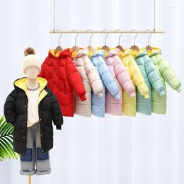 Jackets Long Style Winter Girls Jacket 4-12 Years Old Keep Warm Padded Lining With Cotton Hooded Heavy Coat For Kids Children