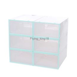 Stackable Shoe Box Sneaker Storage Bins Foldable Shoe Display Container Place Saving For Men Bedrooms Bathrooms Closet Blue 6PCS HKD230812