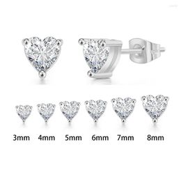 Stud Earrings Trend For Women Heart Clear Zircon Earring Men Various Sizes Crystals Ear Accessories Earing Jewellry E342