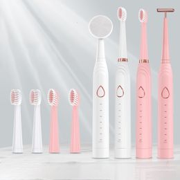 Toothbrush Electric Sonic Toothbrush for Adult Teeth Whitening with Face Cleansing Brush Massage Tools for Women Wrinkle Remover 230824