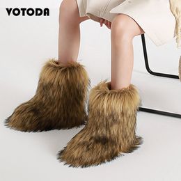 Boots Winter Women Fur Snow Fluffy Plush Warm Platform Boot Furry Faux Outdoor Nonslip Shoes Fashion Y2K 230823