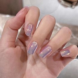 False Nails 24pcs Short French Style Solid Color Square Fake Press On Wearable Full Set Of Artificial Nail Tip