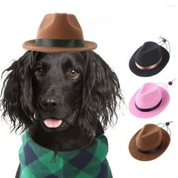 Dog Apparel Stylish Pet Headdress Po Prop Cowboy Hat Cat Cap With Adjustable Rope Casual Wear Accessories