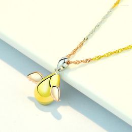 Chains Necklace For Women S925 Colored Gold-Plated Sterling Silver Angel Egg Clavicle Chain Luxurious Style Color Gold 2023 Ne