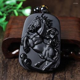 Pendant Necklaces Natural Obsidian Horsea And Monkey Jewellery Lucky To Ward Off Evil Auspicious Necklace Jade Fine