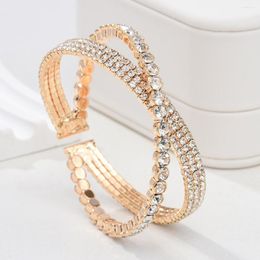 Bangle Luxurious Crossing Crystal For Women High-Quality Multilayer Rhinestonel Bracelets & Bangles Weddings Party Jewelr