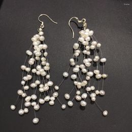 Dangle Earrings Long Fresh Water Pearl Earring Hook Trendy Fashion Women Jewellery Small Multi Layers Bride