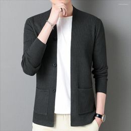 Men's Sweaters Women Cardigan Jacket Cozy Ribbed Cuffs Hem Versatile Knitted Cardigans Stylish Casual Tops For Middle-aged