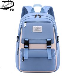 Backpacks Fengdong high school bags for girls student many pockets waterproof backpack teenage girl quality campus 230823