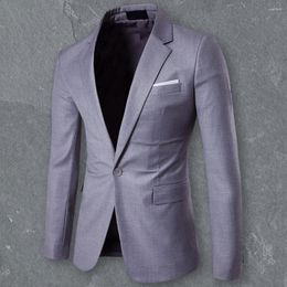 Men's Suits Suit Jacket Solid Colour All Match Autumn Winter Slim-fitting Button