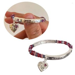 Charm Bracelets Sweet Heart Bracelet Vintage Beaded Metal Bangle Friendship Jewellery Adjustable Wristband T8DE