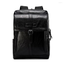 Backpack Men's Shoulder Tote Urban Fashion Retro England College Wind Soft PU Material Multi-function Large Capacity