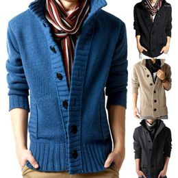 Men's Sweaters Sweater Coat Side Pockets Buttons Closure Men Knitted Cardigan Ribbed Cuff Skin-Friendly For Daily Wear