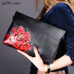 Evening Bags QiaoDuo luxury handbag bags designer genuine leather Coloured drawing clutch bag woman Chinese style messenger 230823